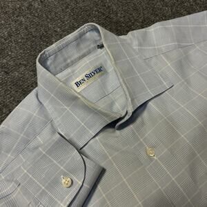 Ben Silver Charleston Long Sleeve Button Up Shirt 15.5-33 Plaid Made In Italy